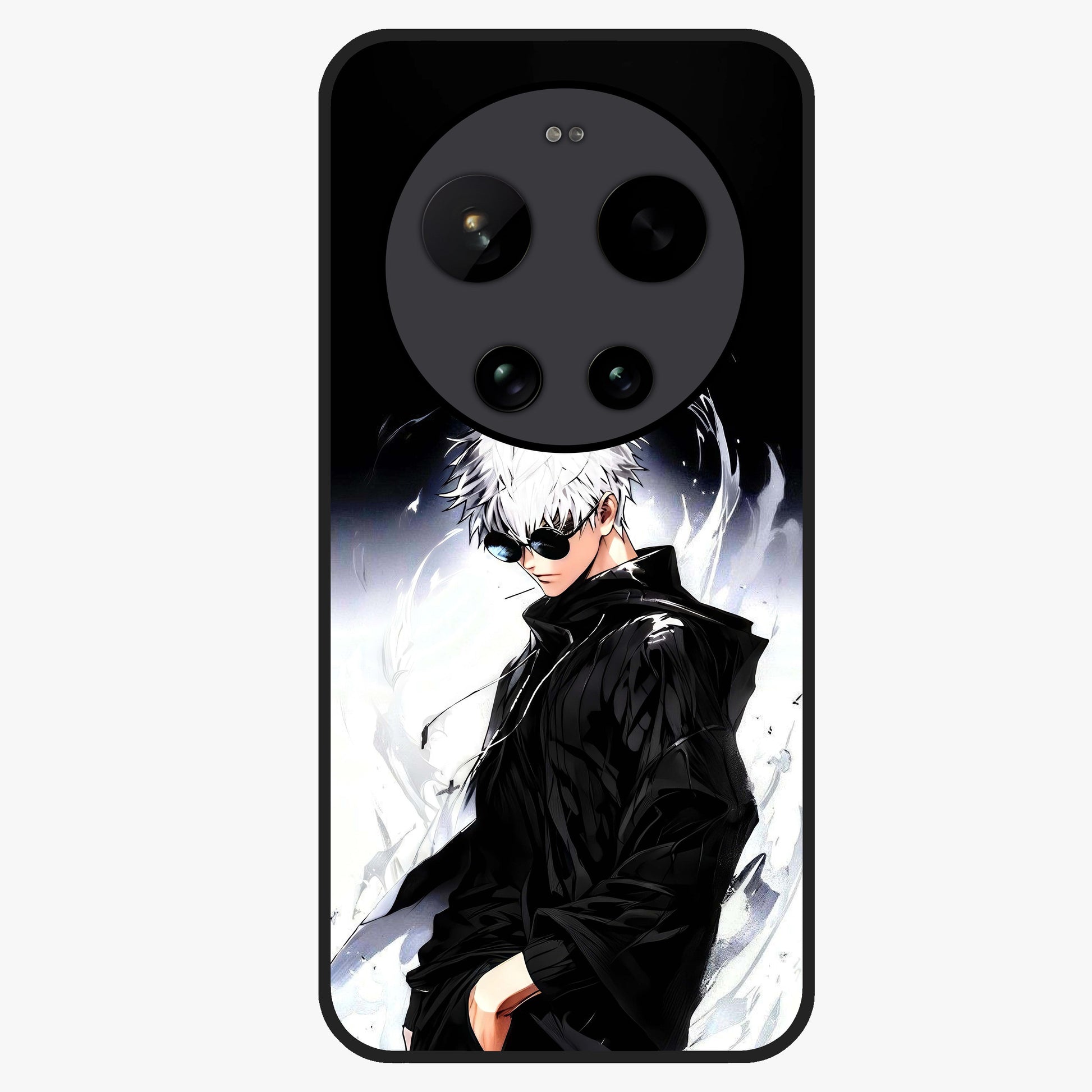 Limitless Shadow King Glass Case showing flat back view with powerful shadow warrior artwork and glossy glass finish.