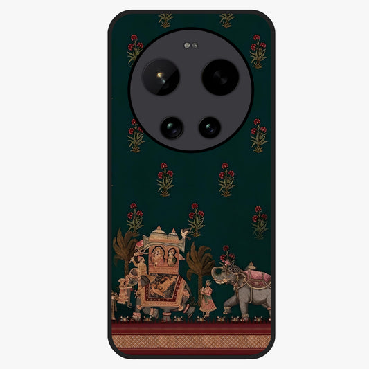 Macmerise Glass Case showing flat back view with stylish modern artwork and glossy glass finish.
