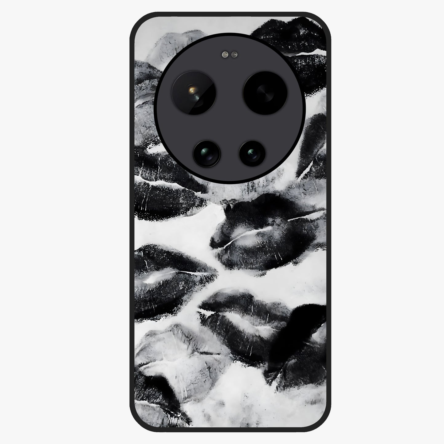 Midnight Kiss Marks Glass Case showing flat back view with lipstick kiss mark artwork and glossy glass finish.