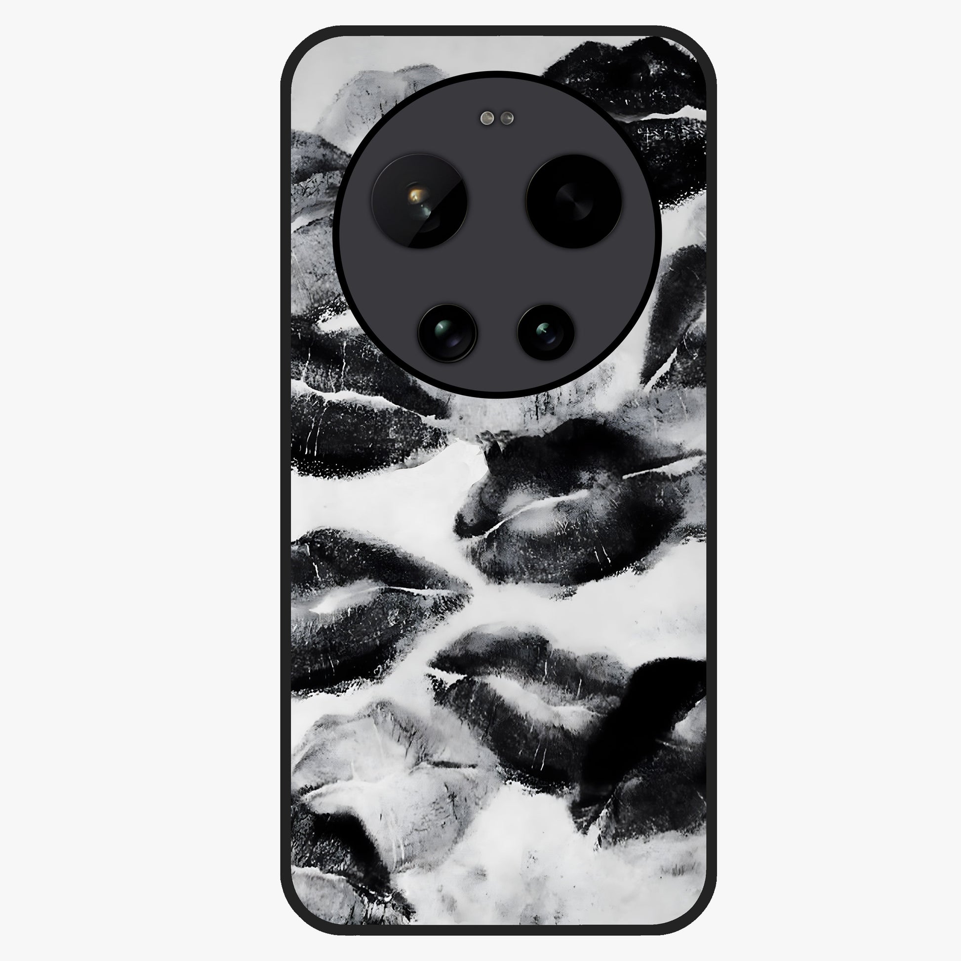 Midnight Kiss Marks Glass Case showing flat back view with lipstick kiss mark artwork and glossy glass finish.