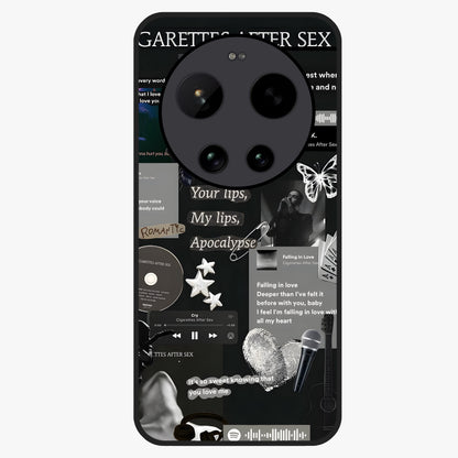 Midnight Love Echo Glass Case showing flat back view with romantic midnight themed artwork and glossy glass finish.