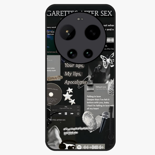 Midnight Love Echo Glass Case showing flat back view with romantic midnight themed artwork and glossy glass finish.