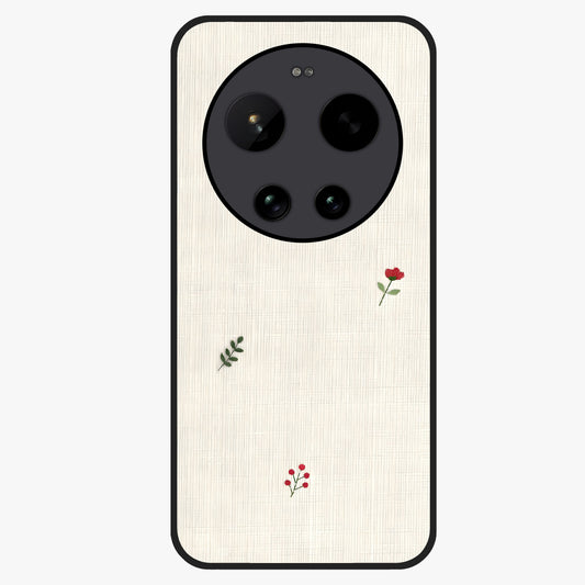 Minimal Petal Whispers Glass Case showing flat back view with soft minimal floral artwork and glossy glass finish.