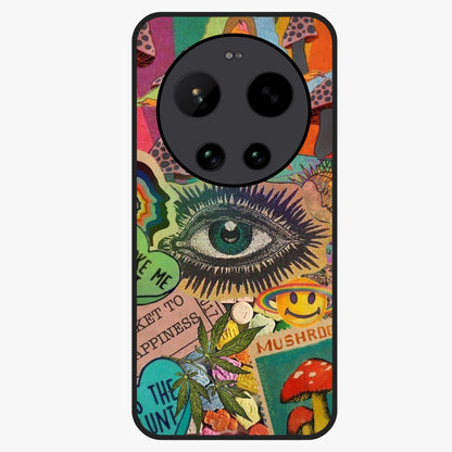 Mystic Eye Wonderland Glass Case showing flat back view with mystical eye themed artwork and glossy glass finish.