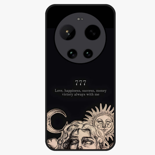 Mystic Victory Aura Glass Case showing flat back view with victory symbol artwork and glossy glass finish.