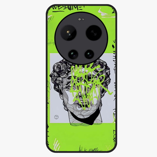 Neo Graffiti Rebellion Glass Case showing flat back view with vibrant graffiti artwork and glossy glass finish.
