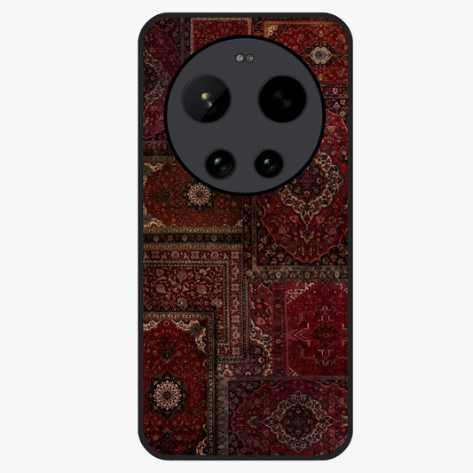Persian Velvet Tale Glass Case showing flat back view with luxurious Persian velvet pattern artwork and glossy glass finish.