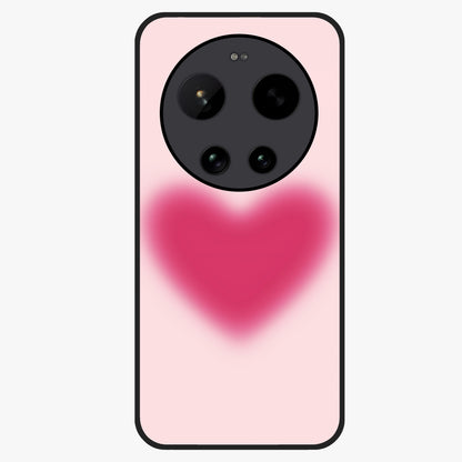 Pink Aura Heart Glass Case showing flat back view with glowing heart artwork and glossy glass finish.