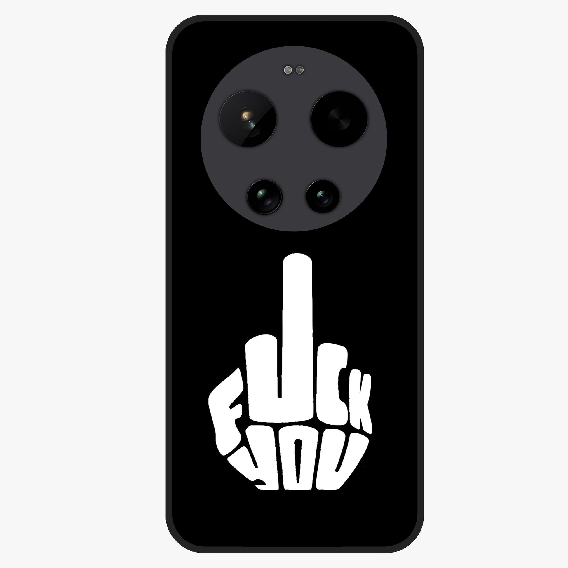 Rebel Mode On Glass Case showing flat back view with bold rebellious typography artwork and glossy glass finish.