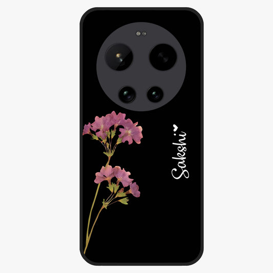 Riching Lavender Flower Custom Name Glass Case showing flat back view with lavender floral artwork and personalized name design.