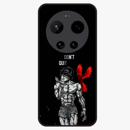 Rise Beyond Limits Glass Case showing flat back view with motivational typography artwork and glossy glass finish.