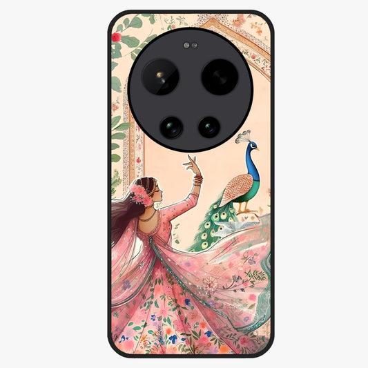 Royal Grace Muse Glass Case showing flat back view with elegant artistic artwork and glossy glass finish.
