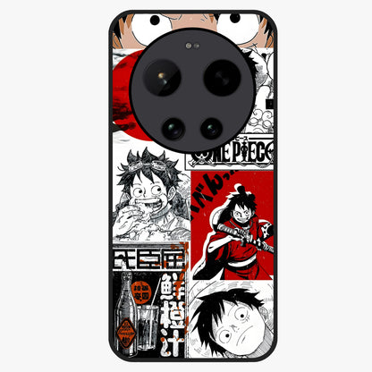 Strawhat Chaos Panels Glass Case showing flat back view with anime inspired chaos panel artwork and glossy glass finish.