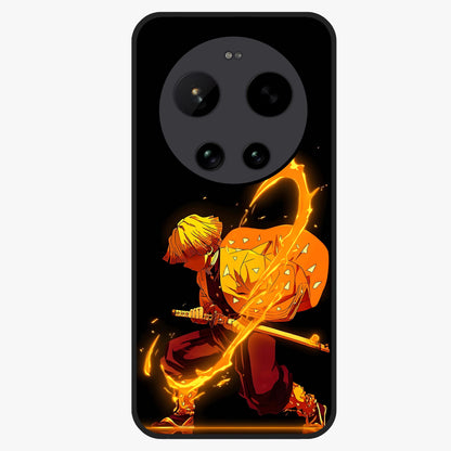 Thunder Flame Execution Glass Case showing flat back view with powerful flame and lightning artwork and glossy glass finish.