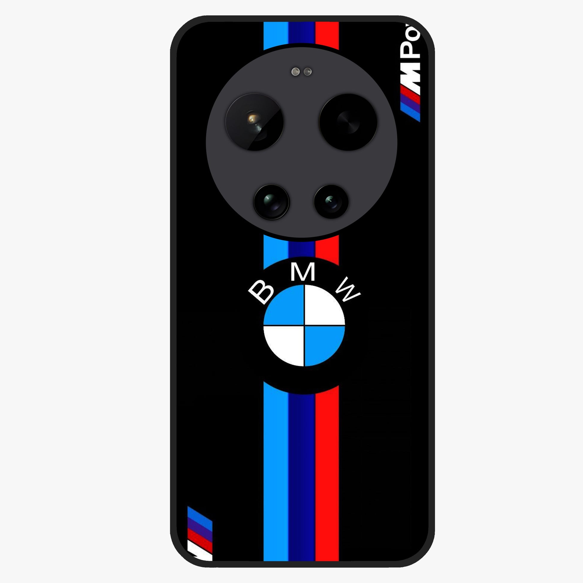 Turbo BMW Beast Glass Case showing flat back view with high performance sports car artwork and glossy glass finish.