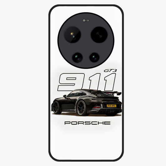 Turbo Legacy Icon Glass Case showing flat back view with iconic sports car inspired artwork and glossy glass finish.