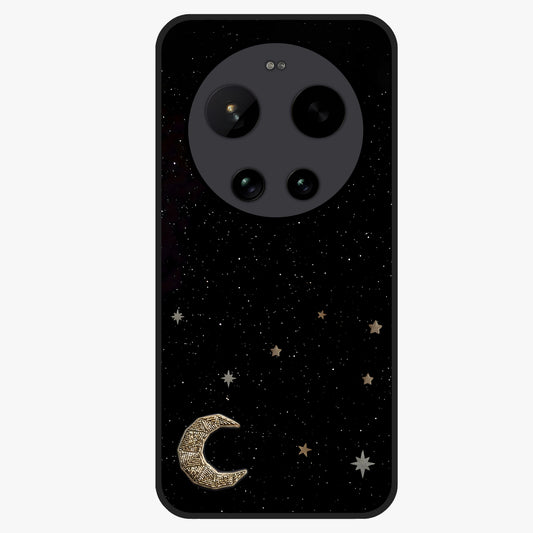 Twinkle Star With Half Moon Glass Case showing flat back view with star and half moon artwork and glossy glass finish.