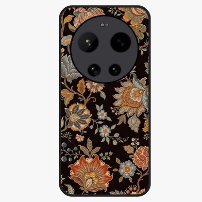 Vintage Floral Dream Glass Case showing flat back view with classic floral artwork and glossy glass finish.