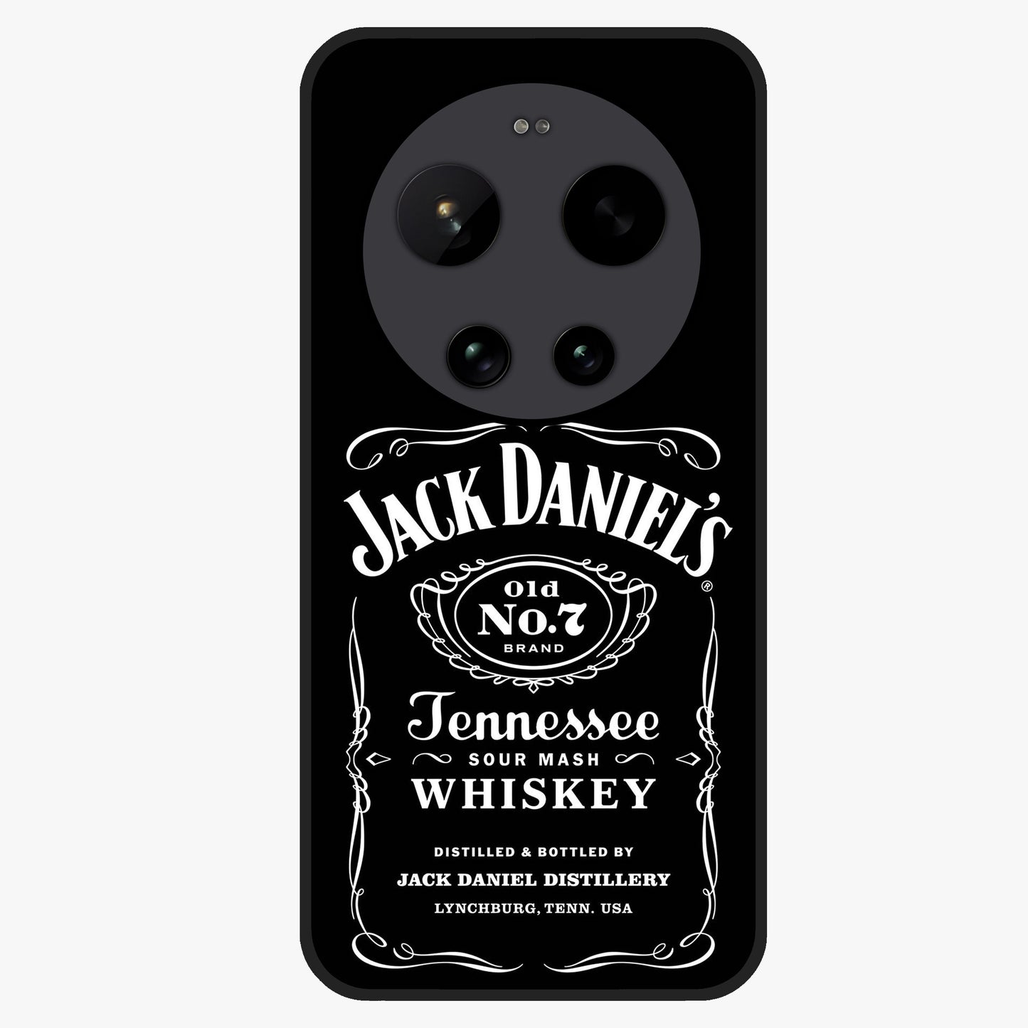 Vintage Whiskey Heritage Glass Case showing flat back view with classic whiskey inspired artwork and glossy glass finish.