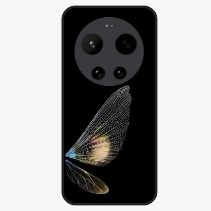 Whispers Of Wings Glass Case showing flat back view with graceful wing inspired artwork and glossy glass finish.