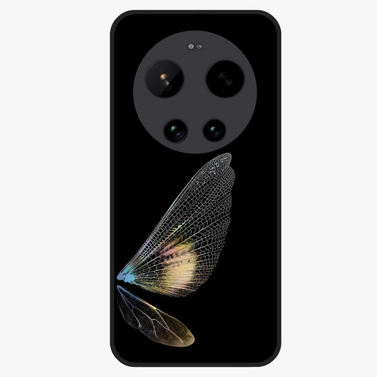 Whispers Of Wings Glass Case showing flat back view with graceful wing inspired artwork and glossy glass finish.
