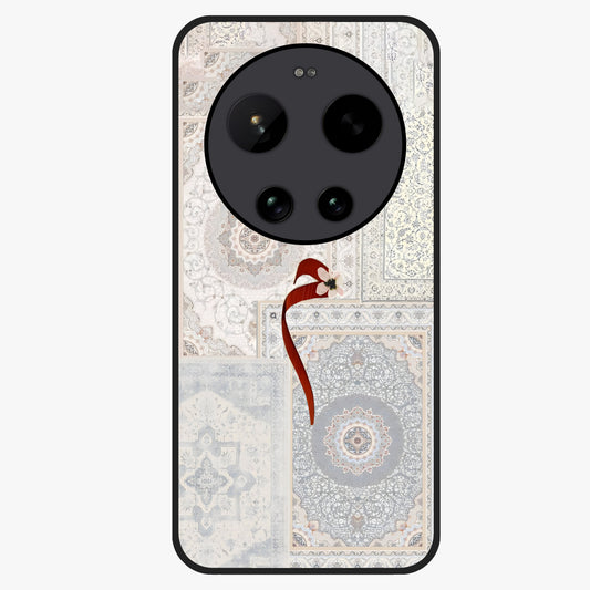 White Aesthetic Bow Glass Case showing flat back view with minimal bow artwork and glossy glass finish.