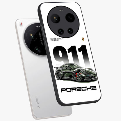 911 Turbo Dominance Glass Case displayed in premium angled mockup highlighting sporty car illustration and sleek glass surface.