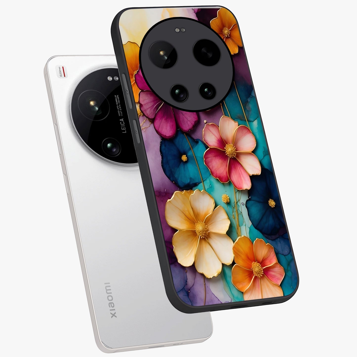 Artlyn Grace Flower Pattern Glass Case displayed in angled mockup highlighting delicate flower pattern design and smooth glass surface.