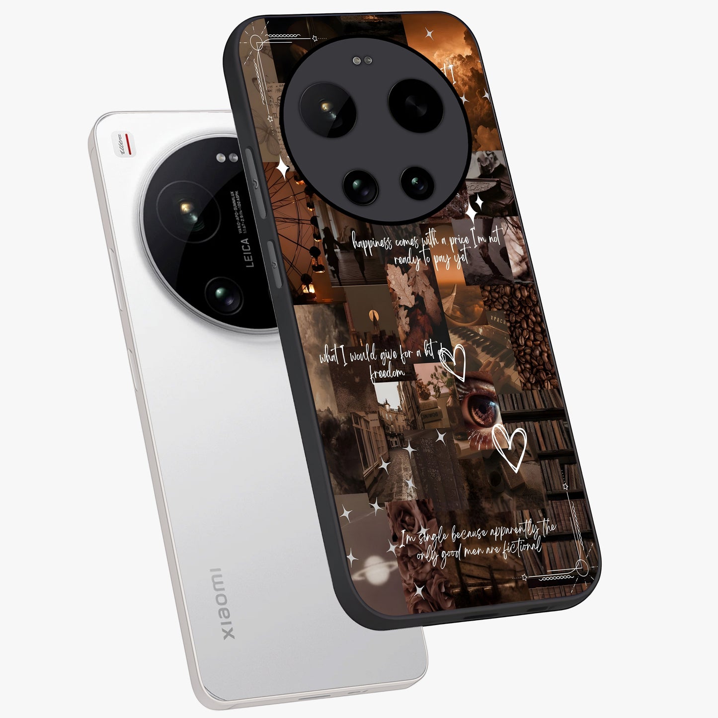 Bittersweet Aesthetic Chaos Glass Case displayed in angled mockup highlighting expressive abstract artwork and edgy aesthetic theme.