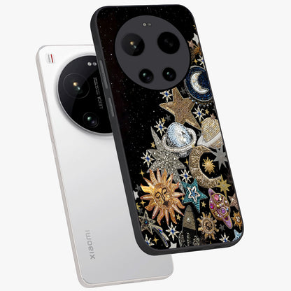 Cosmic Sparkle Dreams Glass Case displayed in angled mockup highlighting dreamy star sparkle design with celestial aesthetic.
