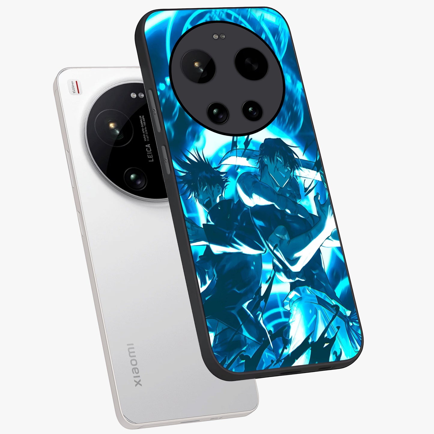 Cursed Energy Clash Glass Case displayed in angled mockup highlighting powerful battle inspired graphic with anime style aesthetic.