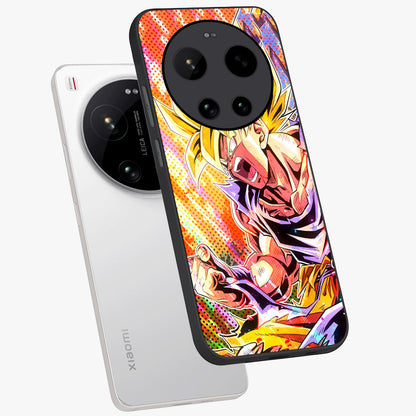 Firing Goku Glass Case displayed in angled mockup highlighting dynamic anime character design with action aesthetic.