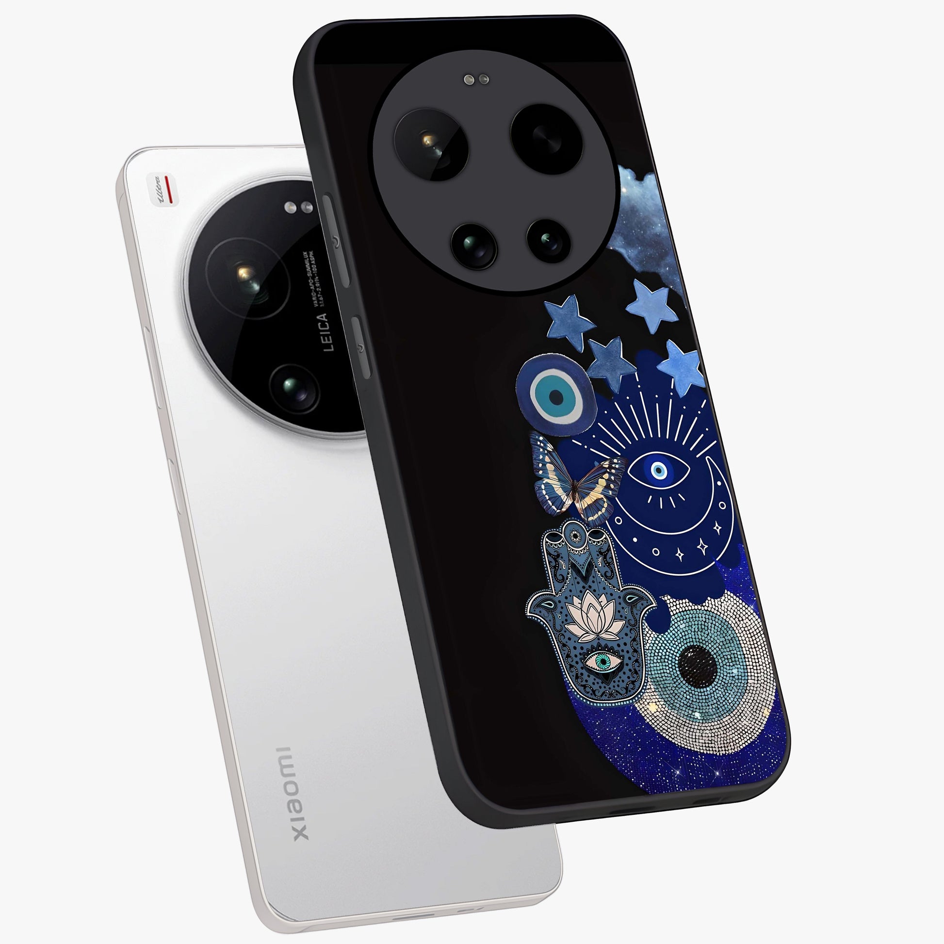 Galactic Charm Cluster Glass Case displayed in angled mockup highlighting luminous galaxy inspired design with dreamy aesthetic.