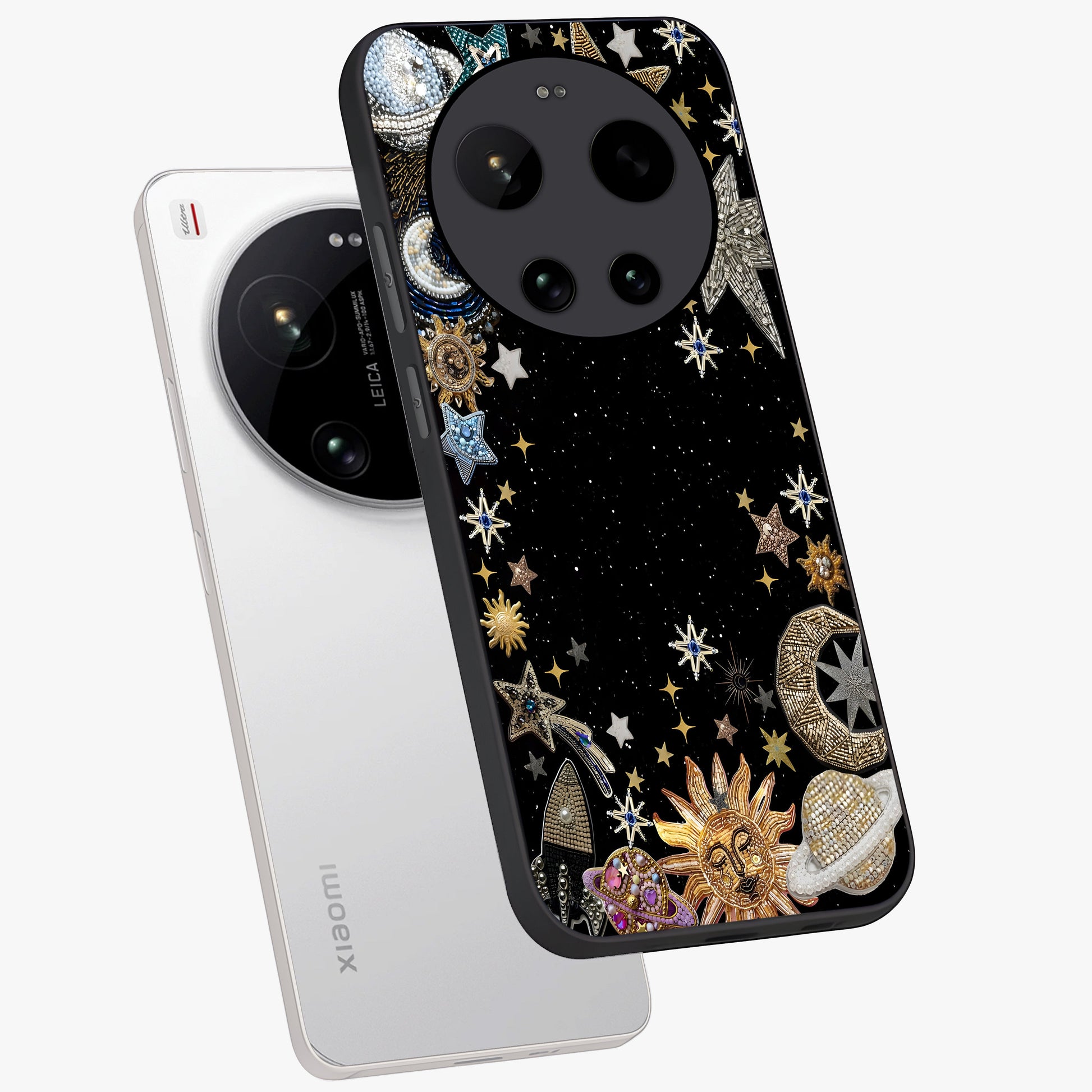 Galactic Jewel Stars Glass Case displayed in angled mockup highlighting shining celestial star design with cosmic aesthetic style.