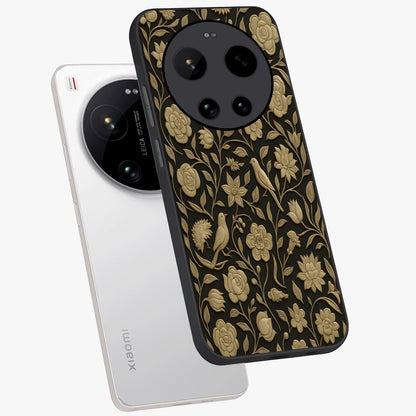 Golden Evil Eye Mandala Glass Case displayed in angled mockup highlighting protective evil eye symbol with golden mandala design.