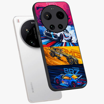 JDM Sports Car Glass Case displayed in angled mockup highlighting sleek Japanese racing car design with automotive aesthetic.