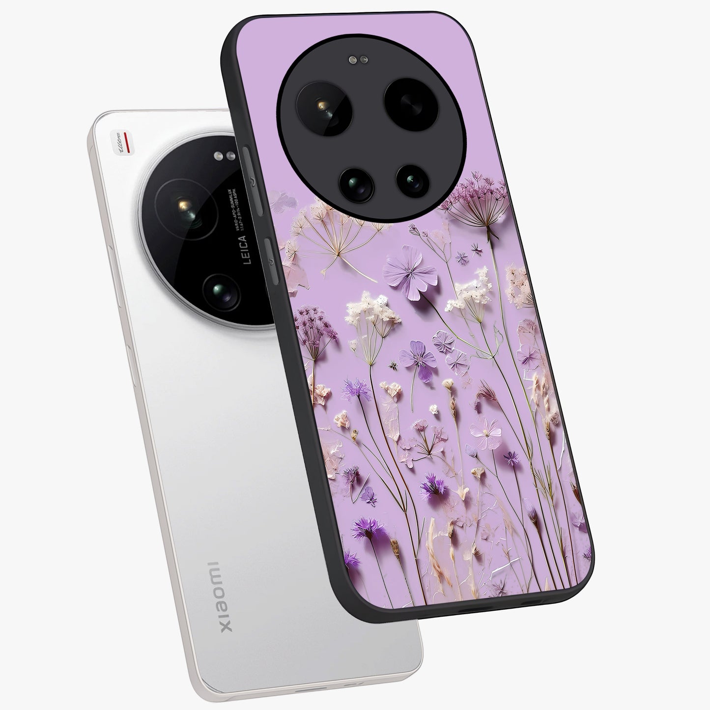 Lavender Blossom Dream Glass Case displayed in angled mockup highlighting dreamy lavender flower design with calming aesthetic style.