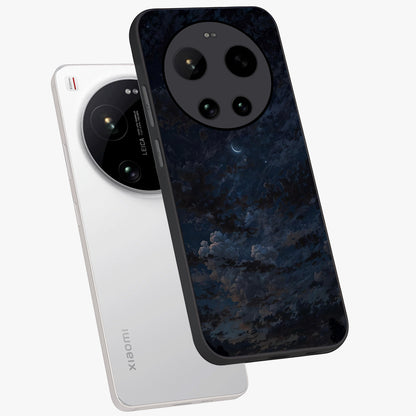Lunar Veil Silence Glass Case displayed in angled mockup highlighting soft lunar design with peaceful celestial aesthetic.