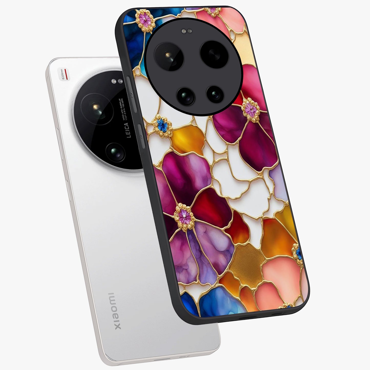 Marble Flower Pattern Glass Case displayed in angled mockup highlighting elegant marble floral design with modern aesthetic.