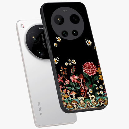 Midnight Bloom Pattern Glass Case displayed in angled mockup highlighting elegant flower design with midnight aesthetic style.