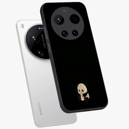 Midnight Panda Love Glass Case displayed in angled mockup highlighting adorable panda illustration with midnight aesthetic.