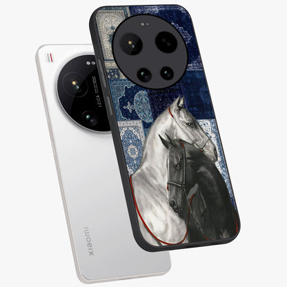 Midnight Stallion Blues Glass Case displayed in angled mockup highlighting powerful stallion illustration with deep midnight tones.