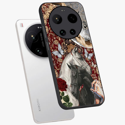 Moonlit Royal Stallion Glass Case displayed in angled mockup highlighting powerful stallion illustration with royal night aesthetic.