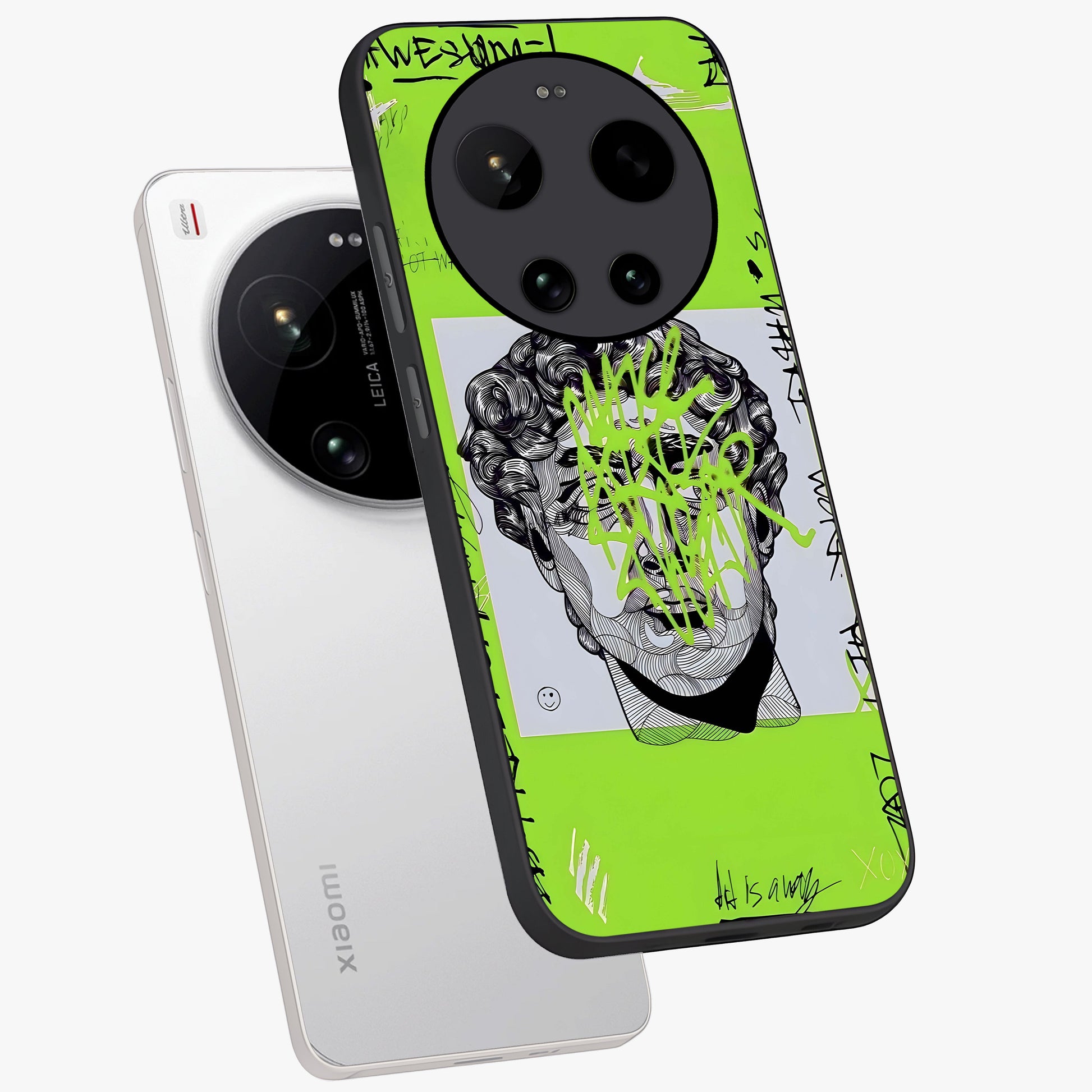 Neo Graffiti Rebellion Glass Case displayed in angled mockup highlighting urban street art design with rebellious aesthetic.
