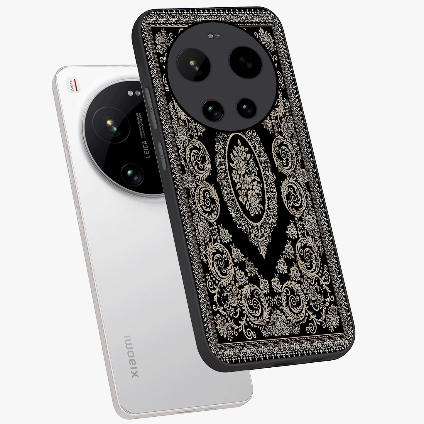 Noir Bloom Elegance Glass Case displayed in angled mockup highlighting refined flower design with stylish noir aesthetic.