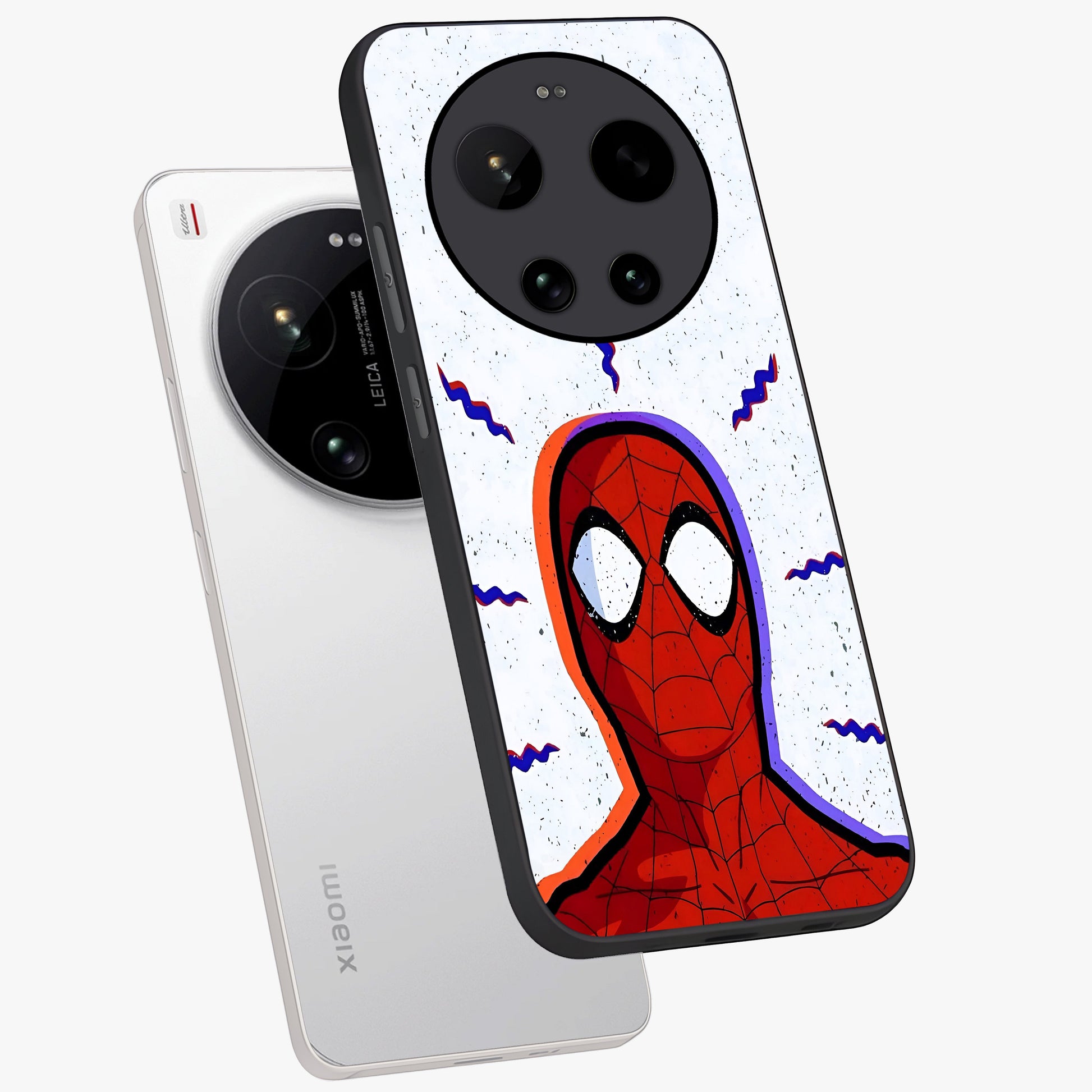 Omg Spiderman Glass Case displayed in angled mockup highlighting dynamic hero illustration with action comic aesthetic.