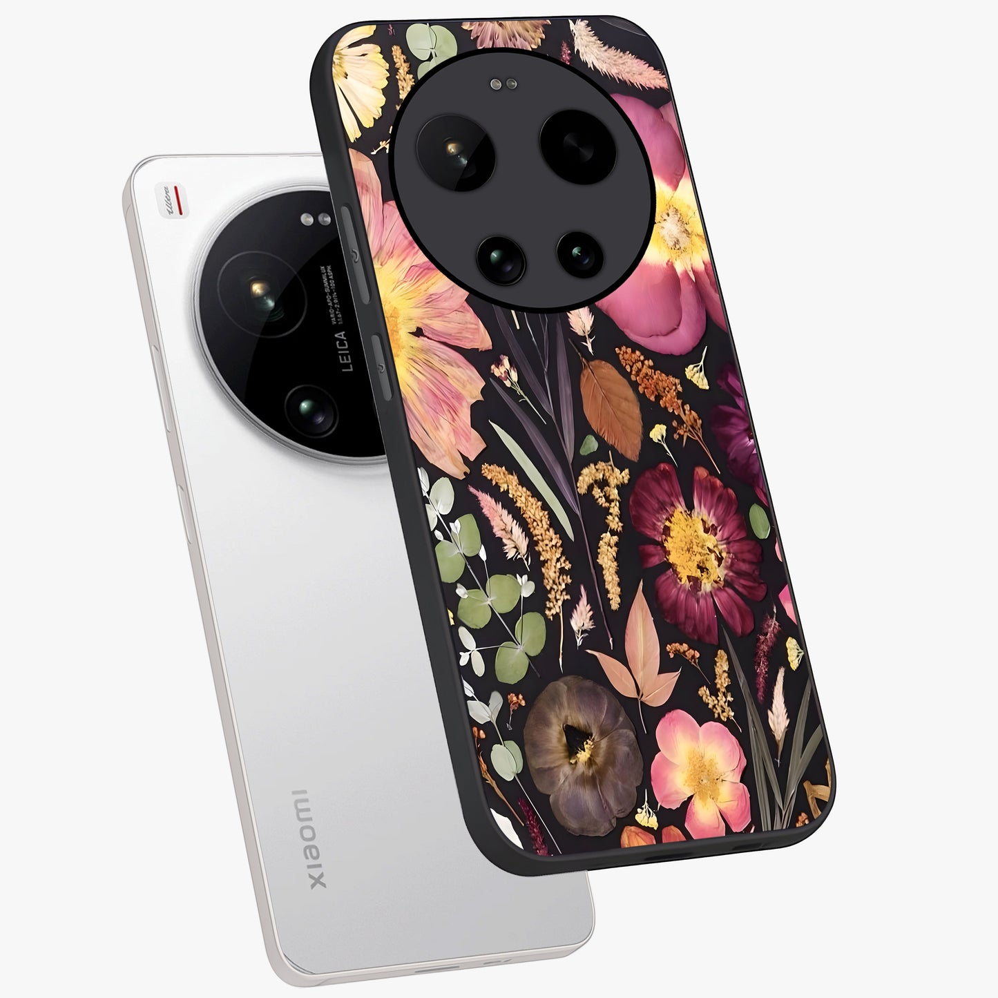 Petal Dream Tapestry Glass Case displayed in angled mockup highlighting decorative petal pattern with elegant botanical aesthetic.