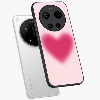 Pink Aura Heart Glass Case displayed in angled mockup highlighting vibrant pink heart design with dreamy aura aesthetic.