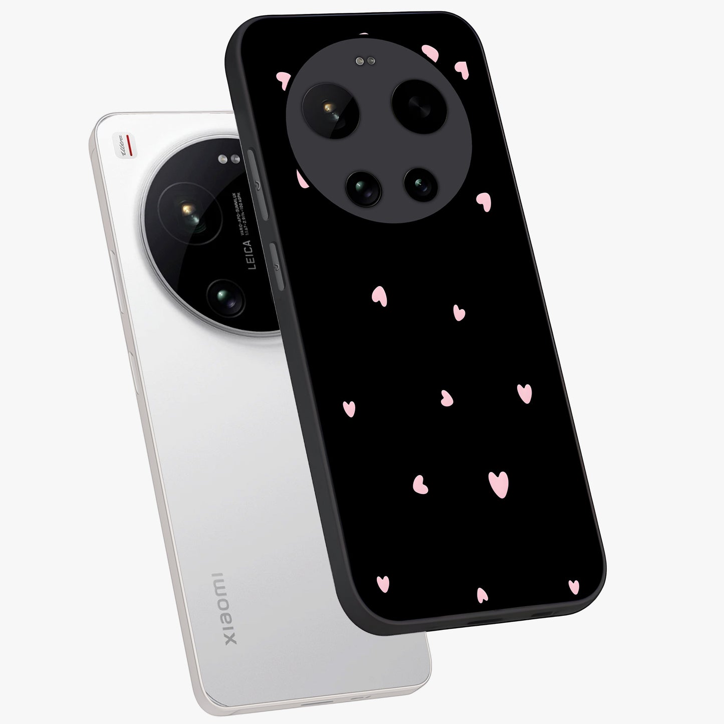 Pink Love Drops Glass Case displayed in angled mockup highlighting cute love drop design with vibrant pink aesthetic.