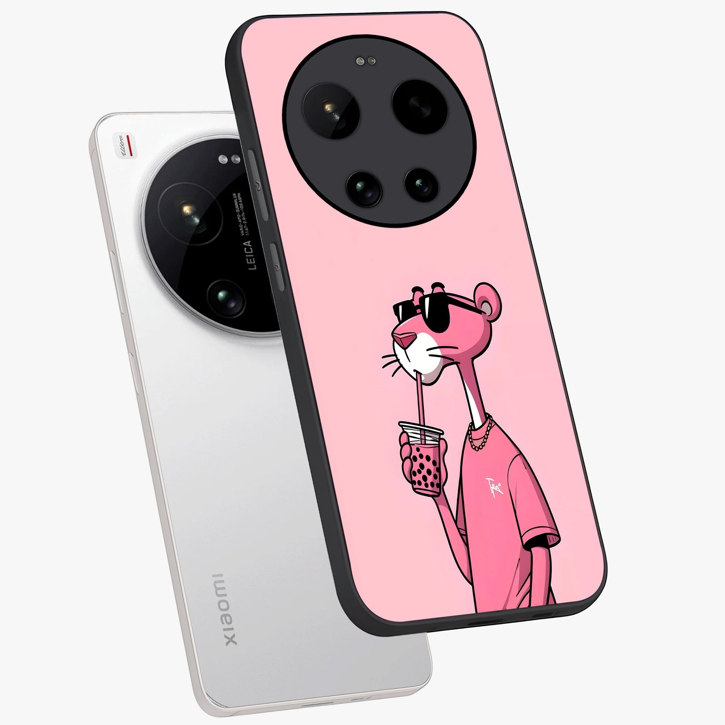 Pink Panther Glass Case displayed in angled mockup highlighting playful cartoon character design with vibrant pink aesthetic.